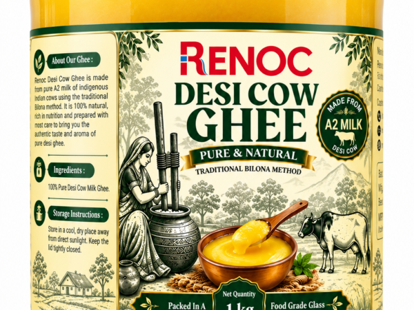 A2 Desi Cow Bilona Ghee | Made By Traditional Vedic Bilona Method | Made In Earthen Pot & Hand Churned | Free Grazing Grass Fed Cow Ghee | Immunity Booster | Glass Jar- 1000 Ml